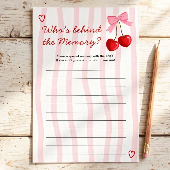 Who's Behind the Memory Cherry Bridal Shower Game (Creator Uploaded)