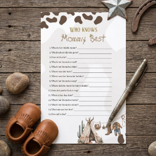 Who's known momy best Cowboy rustic baby shower