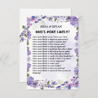 WHO'S MORE LIKELY? WEDDING GAME CARD