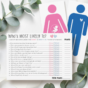 Who's Most Likely To Couple Baby Shower Game Card