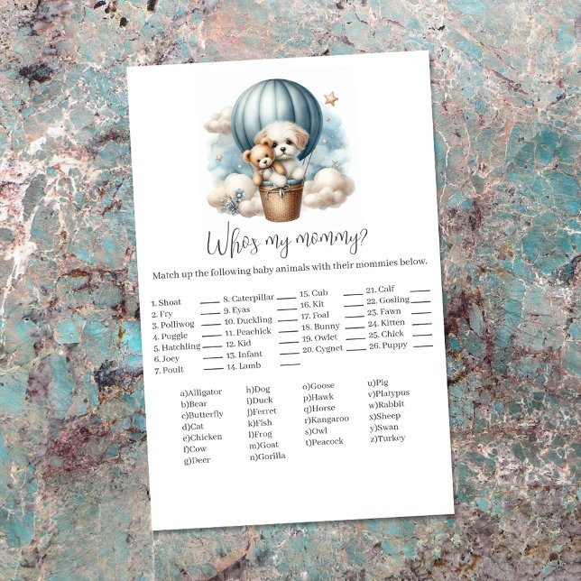 Who's My Mummy Baby Shower Game Card (Creator Uploaded)