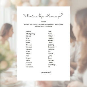 Who's My Mummy Baby Shower Game with Answers Custom Letterhead
