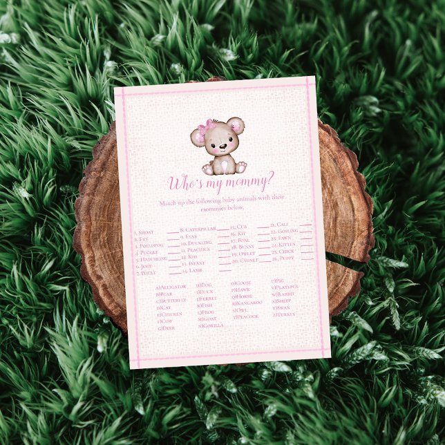 Who's My Mummy Cute Girl Bear Baby Game Card (Creator Uploaded)