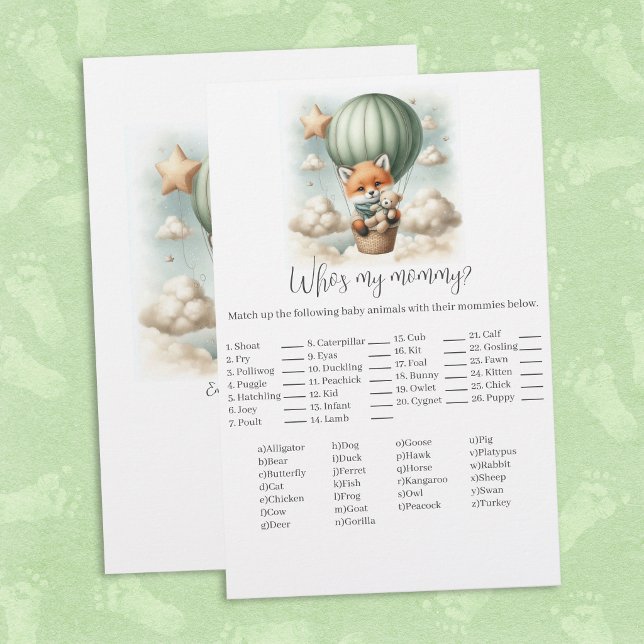 Who's My Mummy Fox Baby Shower Game Card (Creator Uploaded)