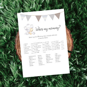 Who's My Mummy Game Baby Elephant Card