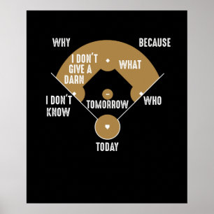 Who's on First Funny Positions Baseball Humour Poster