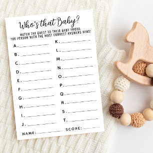 Who's That Baby 20 Photo Baby Shower Game Card