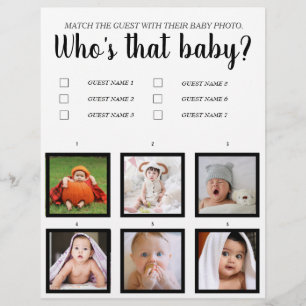 Who's that baby shower game funny simple classic f flyer