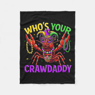Whos Your Crawdaddy Crawfish Jester Bead Hat Mardi Fleece Blanket