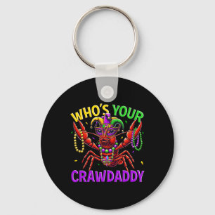 Whos Your Crawdaddy Crawfish Jester Bead Hat Mardi Key Ring