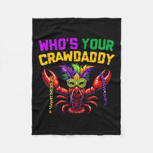 Who's Your Crawdaddy Crawfish Jester Beads Funny M Fleece Blanket