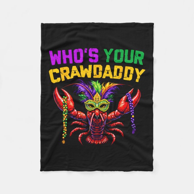Who's Your Crawdaddy Crawfish Jester Beads Funny M Fleece Blanket (Front)