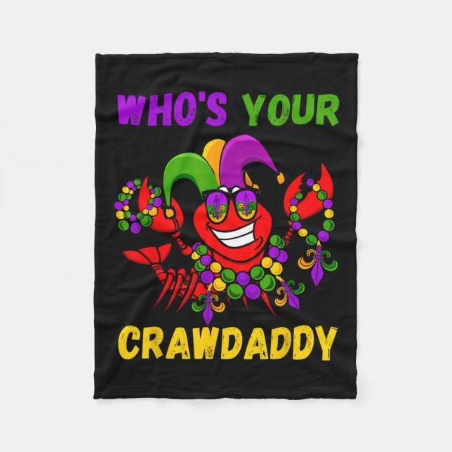 Who's Your Crawdaddy Crawfish Jester Beads Funny M Fleece Blanket (Front)
