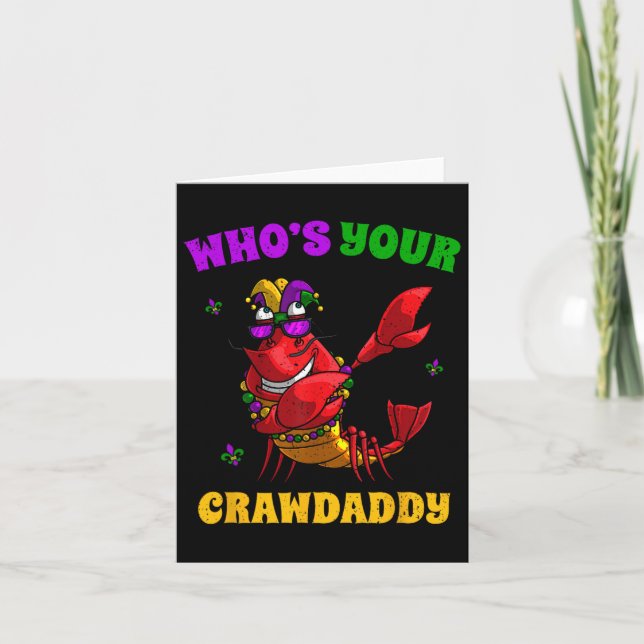 Whos Your Crawdaddy Crawfish Jester Beads Funny Ma Card (Front)