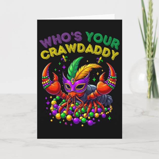 Whos Your Crawdaddy Crawfish Jester Beads Funny Ma Card (Front)