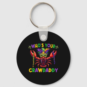 Whos Your Crawdaddy Crawfish Jester Mask Beads Mar Key Ring