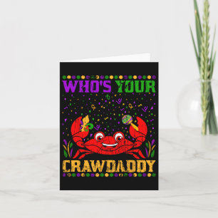Whos Your Crawdaddy Jester Crawfish Beads Mardi Gr Card