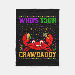 Whos Your Crawdaddy Jester Crawfish Beads Mardi Gr Fleece Blanket