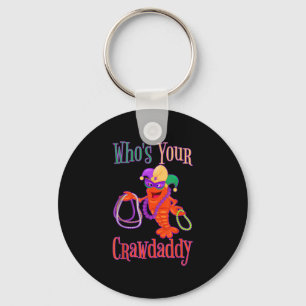Whos Your Crawdaddy Mardi Gras Crawfish Beads Mask Key Ring