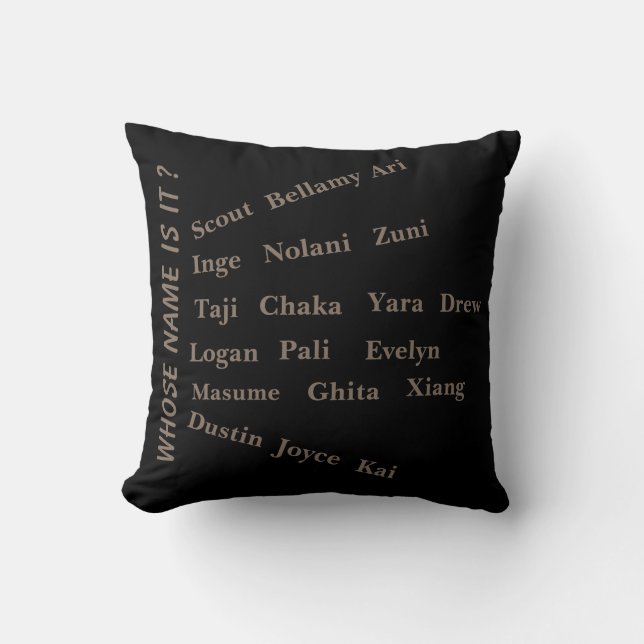 Whose Name Is It ? Throw Pillow by MMetropolim, (Front)
