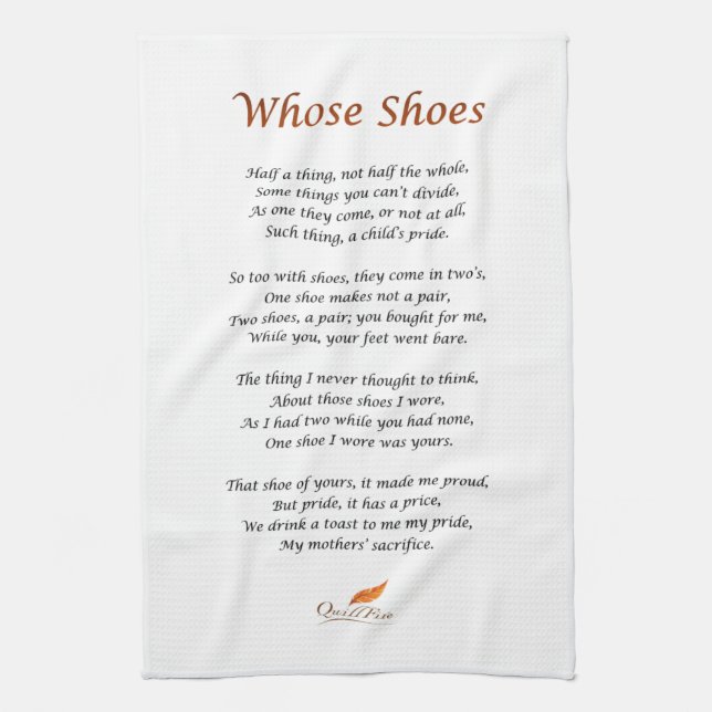 Whose Shoes Poem on Kitchen Towel (Vertical)