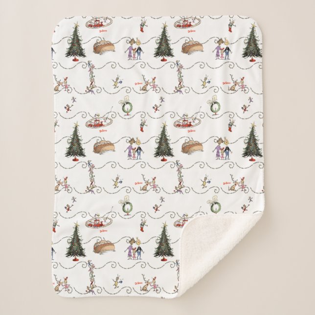 Whoville Christmas Garland Celebration Sherpa Blanket (Front)