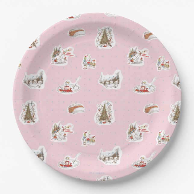 Whoville Christmas Vignette Pattern Paper Plate (Front)