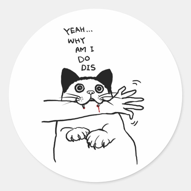 Why Am I Do Dis Classic Round Sticker (Front)