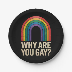 Why Are You Gay Funny Rainbow LGBTQ Pride Ally Paper Plate