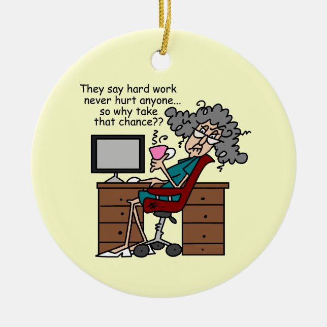 Why Chance Hard Work Humour Ceramic Tree Decoration (Front)