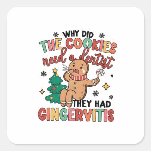 Why Did the Cookies need a Dental They Had Ginger  Square Sticker