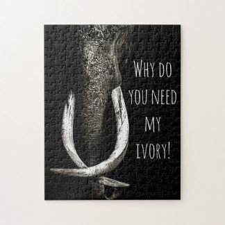 Why Do You Need My Ivory Black and White Elephant Jigsaw Puzzle