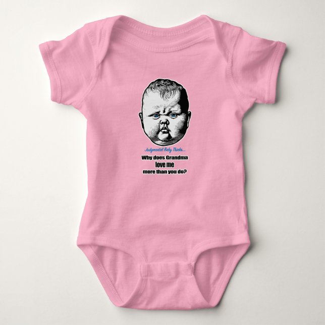Why does Grandma love me more than you do? Joke Baby Bodysuit (Front)