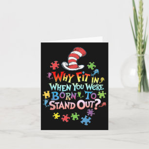 Why Fit In Doctor Teacher Cat In Hat Cool Autism A Card
