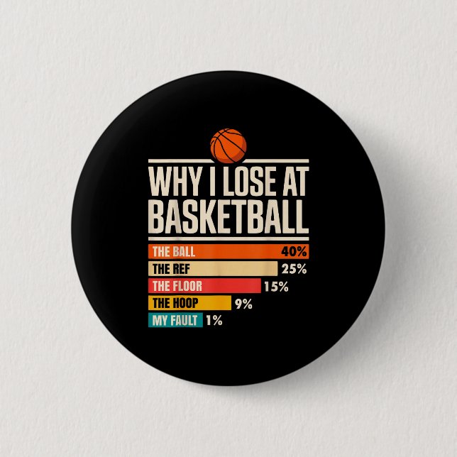 Why I Always Miss Funny Chart Basketball Hoop  6 Cm Round Badge (Front)