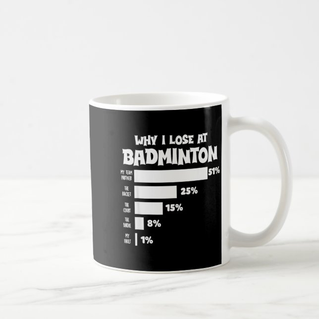 Why I Lose At Badminton Funny Excuses Shuttle Bird Coffee Mug (Right)