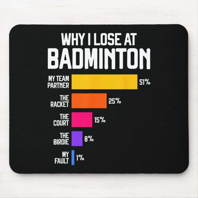 Why I Lose At Badminton Funny Excuses Shuttle Bird Mouse Pad (Front)