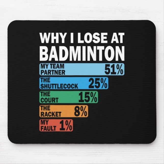 Why I Lose At Badminton Funny My Fault 1  Mouse Pad (Front)