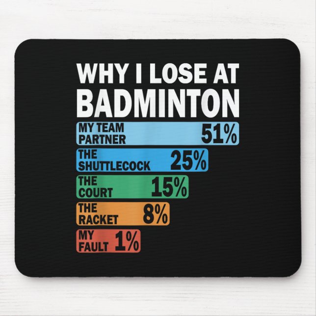 Why I Lose At Badminton Funny My Fault  Mouse Pad (Front)