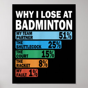 Why I Lose At Badminton Funny My Fault Poster