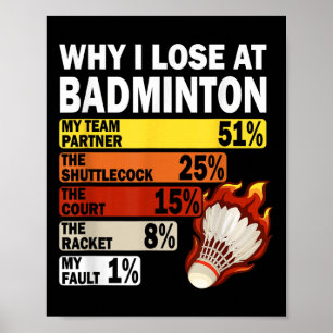 Why I Lose At Badminton Funny My Fault  Poster