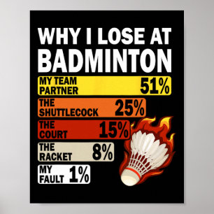 Why I Lose At Badminton Funny My Fault  Poster