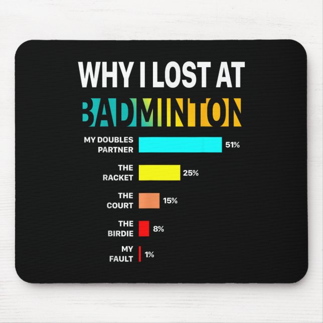 Why I Lose At Badminton Funny Reason Play Shuttle  Mouse Pad (Front)