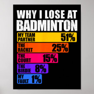 Why I Lose At Badminton Humour Poster