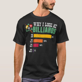 Why I Lose At Billiards Pool Player Sport Snooker T-Shirt