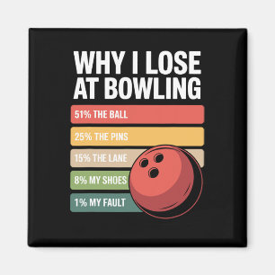 Why I Lose At Bowling Funny Bowler Excuses Magnet