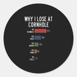 Why I Lose At Cornhole Classic Round Sticker