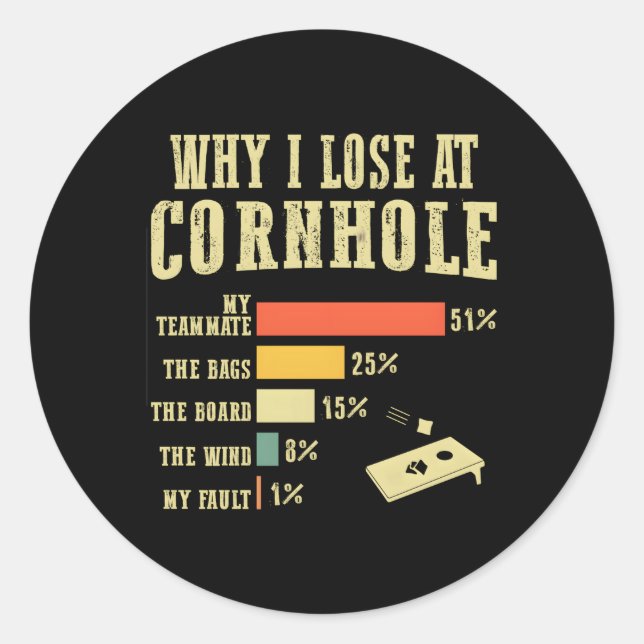 Why I Lose At Cornhole Cornhole Classic Round Sticker (Front)