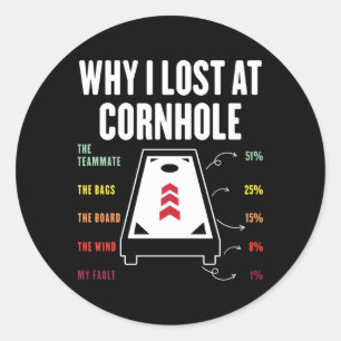 Why I Lose At Cornhole Cornhole Player Classic Round Sticker