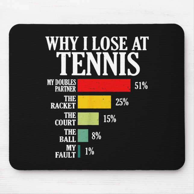 Why I Lose At Tennis Funny Tennis Player Quote  Mouse Pad (Front)